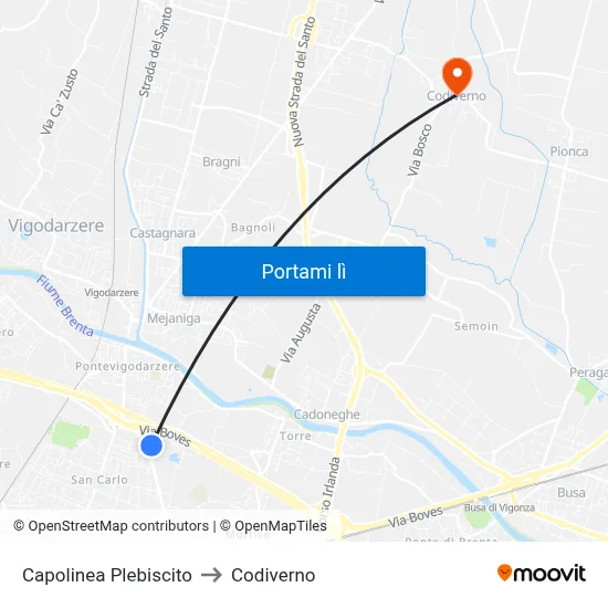 Capolinea Plebiscito to Codiverno map