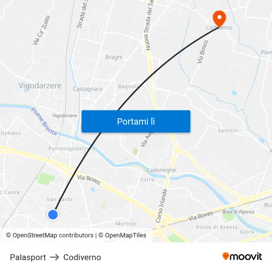 Palasport to Codiverno map