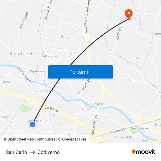 San Carlo to Codiverno map