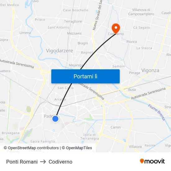 Ponti Romani to Codiverno map