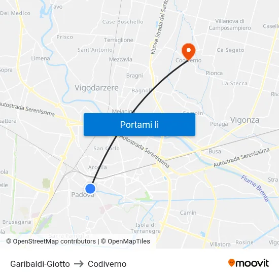 Garibaldi-Giotto to Codiverno map
