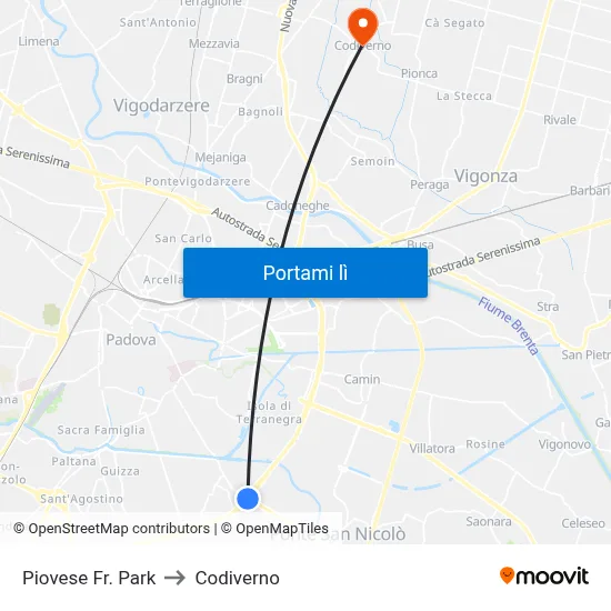 Piovese Fr. Park to Codiverno map