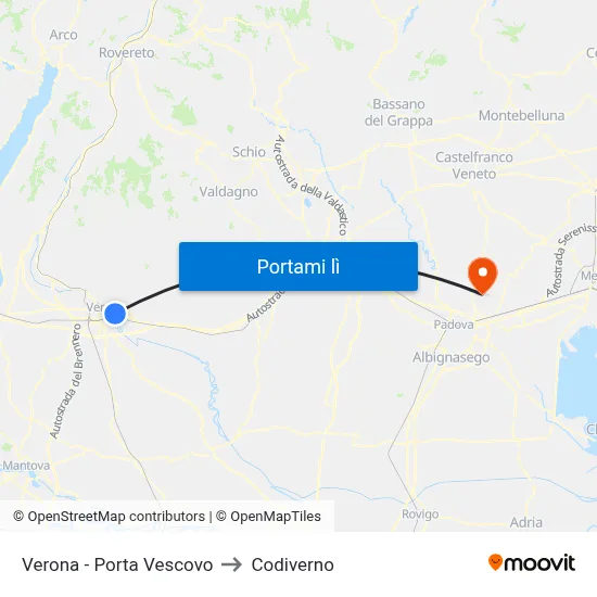 Verona - Porta Vescovo to Codiverno map