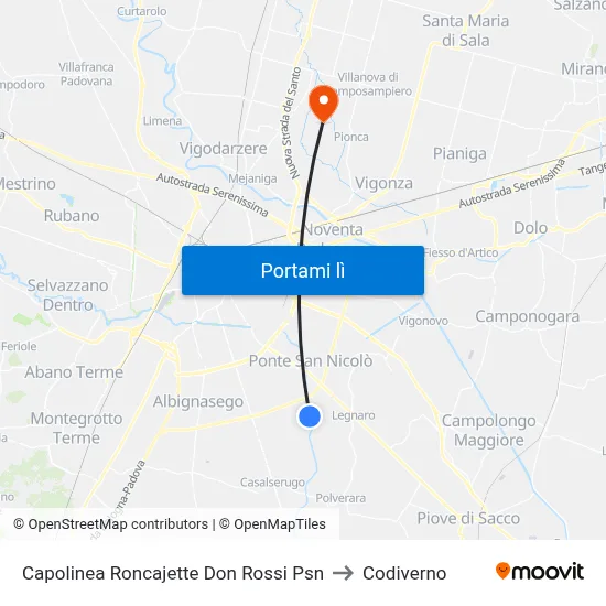 Capolinea Roncajette Don Rossi Psn to Codiverno map