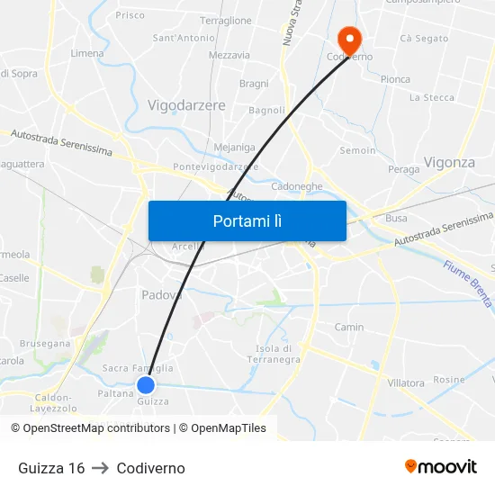 Guizza 16 to Codiverno map