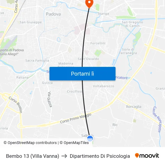 Bembo 13 (Villa Vanna) to Dipartimento Di Psicologia map