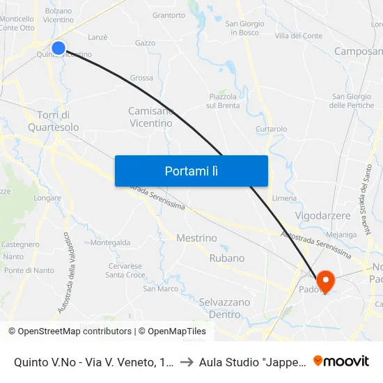 Quinto V.No - Via V. Veneto, 137 to Aula Studio "Jappelli" map
