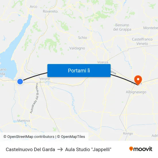 Castelnuovo Del Garda to Aula Studio "Jappelli" map