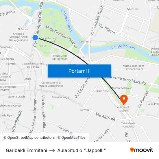 Garibaldi Eremitani to Aula Studio "Jappelli" map