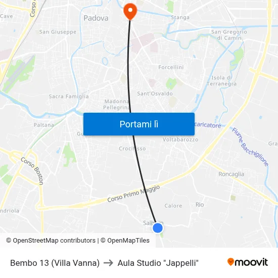 Bembo 13 (Villa Vanna) to Aula Studio "Jappelli" map