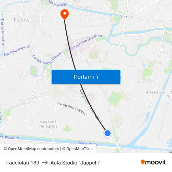 Facciolati 139 to Aula Studio "Jappelli" map