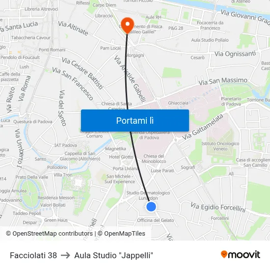 Facciolati 38 to Aula Studio "Jappelli" map