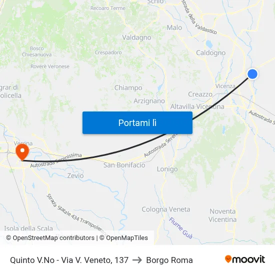 Quinto V.No - Via V. Veneto, 137 to Borgo Roma map