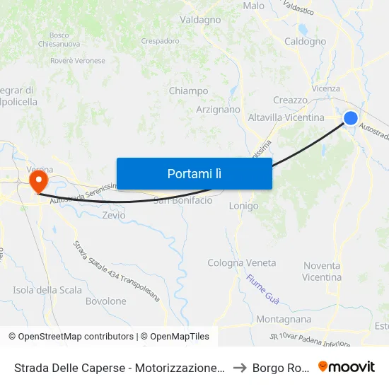 Strada Delle Caperse - Motorizzazione Civile to Borgo Roma map