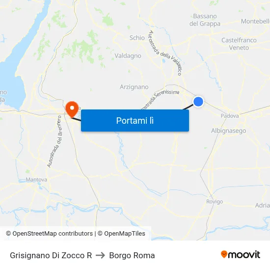 Grisignano Di Zocco R to Borgo Roma map