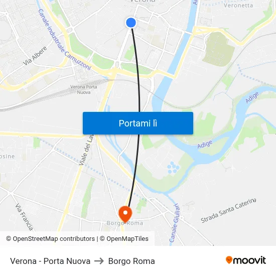 Verona - Porta Nuova to Borgo Roma map