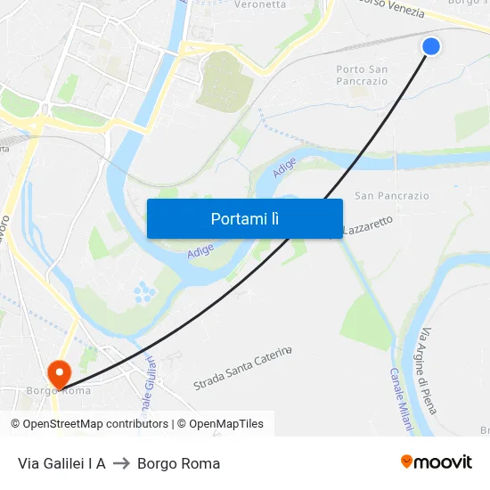 Via Galilei I A to Borgo Roma map