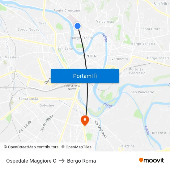 Ospedale Maggiore C to Borgo Roma map