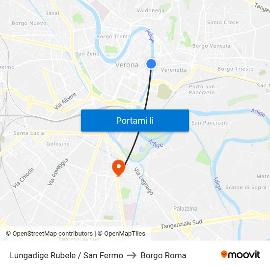 Lungadige Rubele / San Fermo to Borgo Roma map