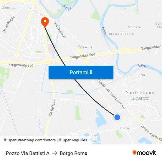 Pozzo Via Battisti A to Borgo Roma map