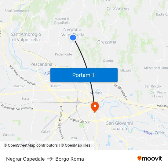 Negrar Ospedale to Borgo Roma map