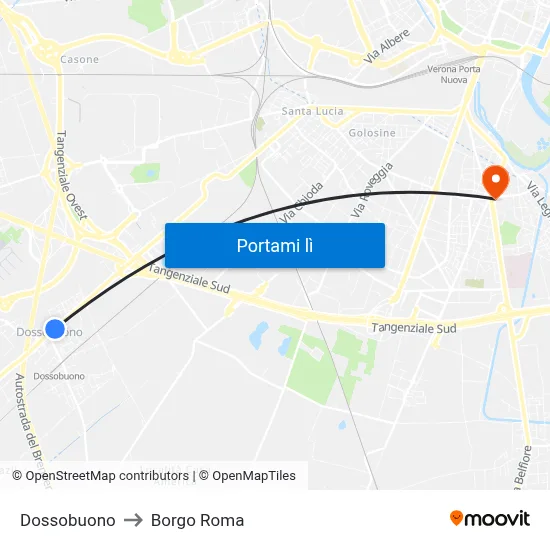 Dossobuono to Borgo Roma map