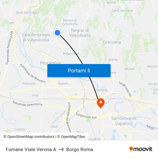 Fumane Viale Verona A to Borgo Roma map