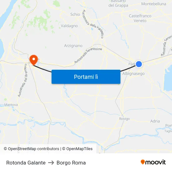 Rotonda Galante to Borgo Roma map