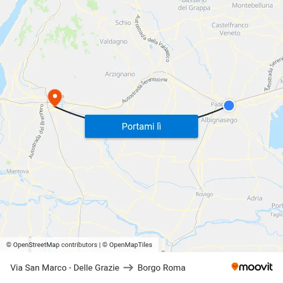 Via San Marco - Delle Grazie to Borgo Roma map