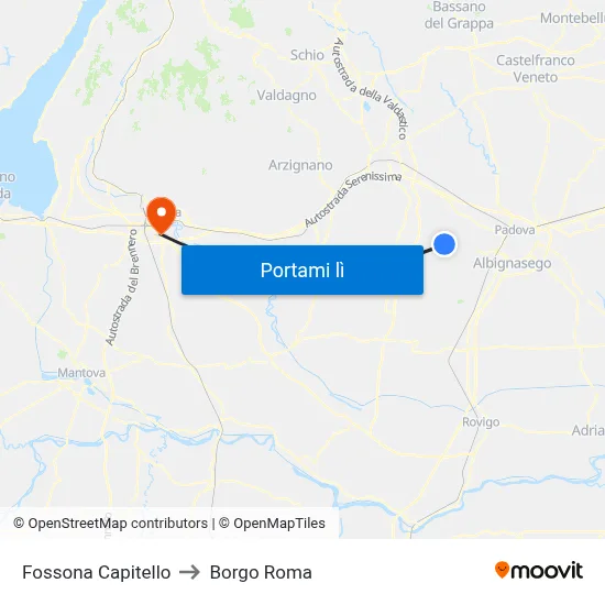 Fossona Capitello to Borgo Roma map