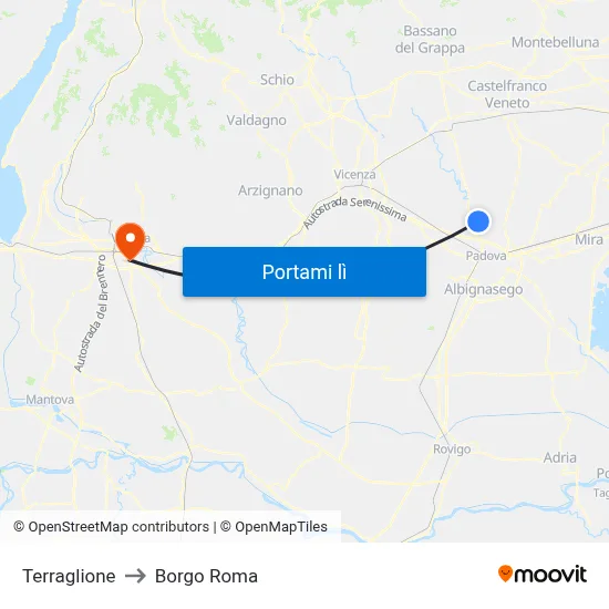 Terraglione to Borgo Roma map