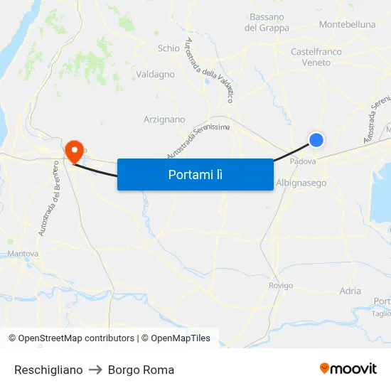 Reschigliano to Borgo Roma map