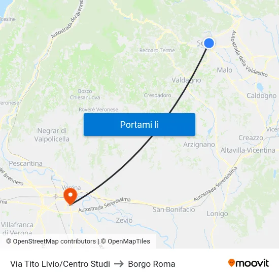 Via Tito Livio/Centro Studi to Borgo Roma map