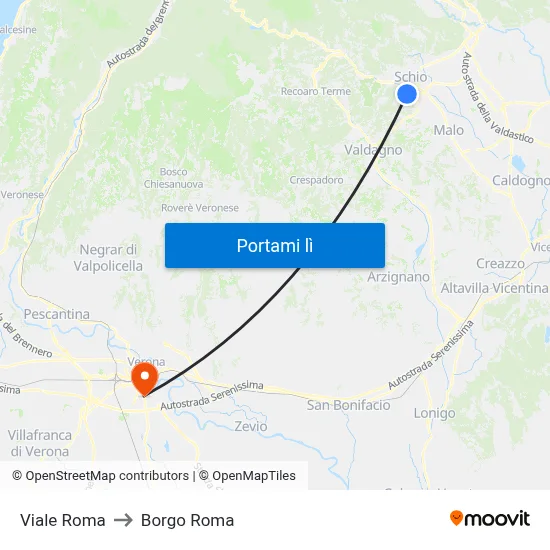 Viale Roma to Borgo Roma map