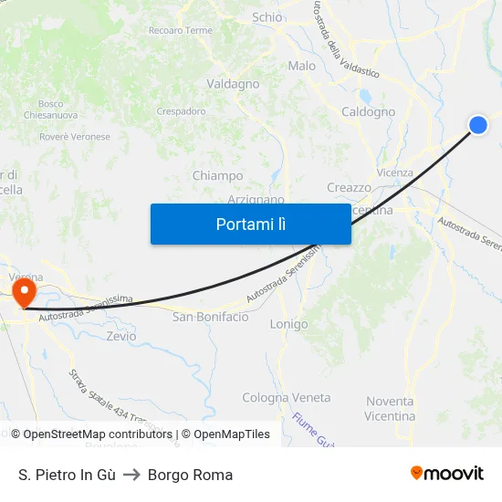 S. Pietro In Gù to Borgo Roma map