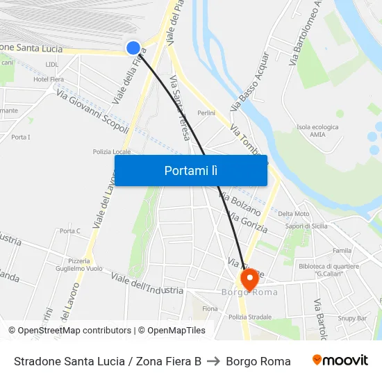 Stradone Santa Lucia / Zona Fiera B to Borgo Roma map