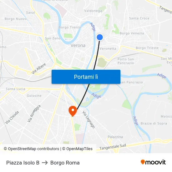 Piazza Isolo B to Borgo Roma map