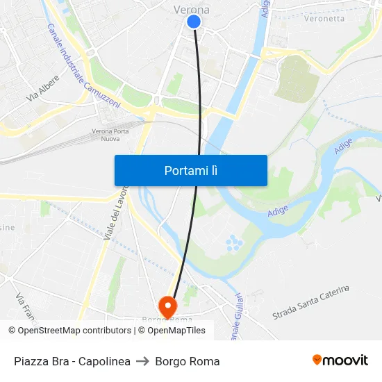 Piazza Bra - Capolinea to Borgo Roma map