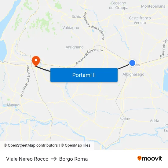 Viale Nereo Rocco to Borgo Roma map