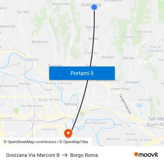Grezzana Via Marconi B to Borgo Roma map