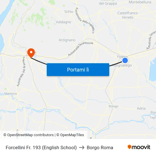 Forcellini Fr. 193 (English School) to Borgo Roma map