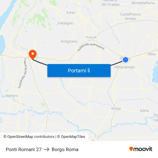 Ponti Romani 27 to Borgo Roma map