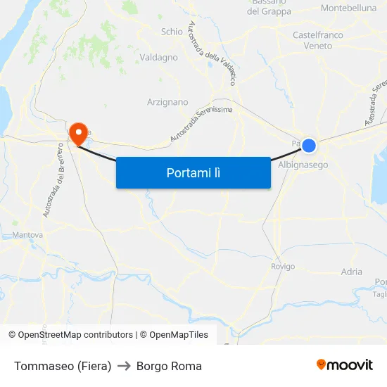 Tommaseo (Fiera) to Borgo Roma map
