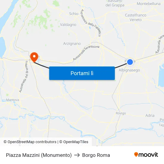 Piazza Mazzini (Monumento) to Borgo Roma map