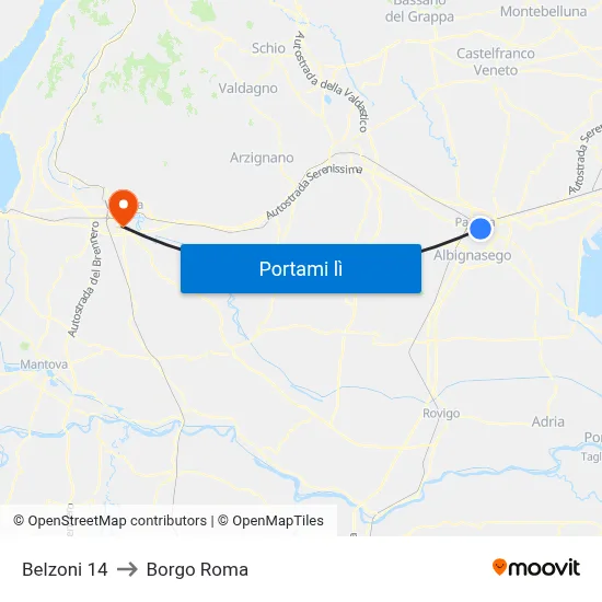 Belzoni 14 to Borgo Roma map