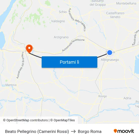 Beato Pellegrino (Camerini Rossi) to Borgo Roma map