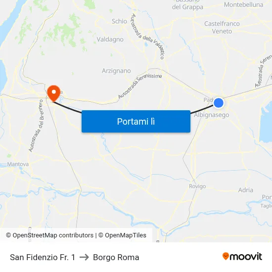 San Fidenzio Fr. 1 to Borgo Roma map