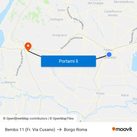 Bembo 11 (Fr. Via Cusano) to Borgo Roma map