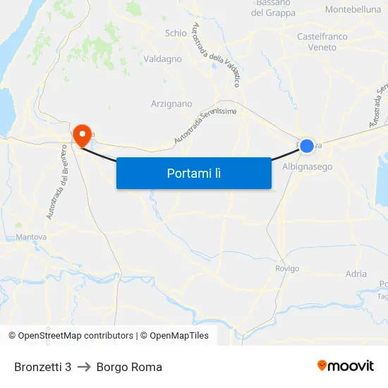 Bronzetti 3 to Borgo Roma map