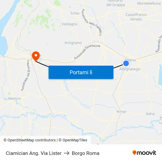 Ciamician Ang. Via Lister to Borgo Roma map